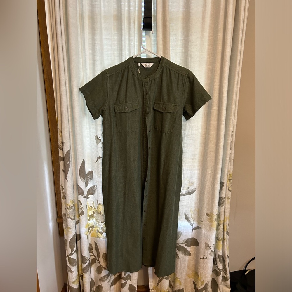 Bridge & Burn | NWT | Eliza Dress Green Herringbone Shirt Dress | Medium